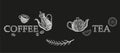 Dot drawing of coffee subjects and tea subjects. Royalty Free Stock Photo